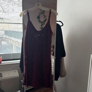 Vintage Victoria’s Secret Burgundy Lace Slip Dress, Size Large